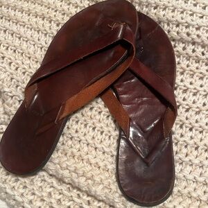 I Crew leather flip flops